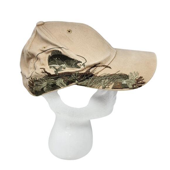 Wild Life Dri Duck Nature Inspired Tan Cap Fish Embroidery Design Cotton Dad Hat - Picture 10 of 10